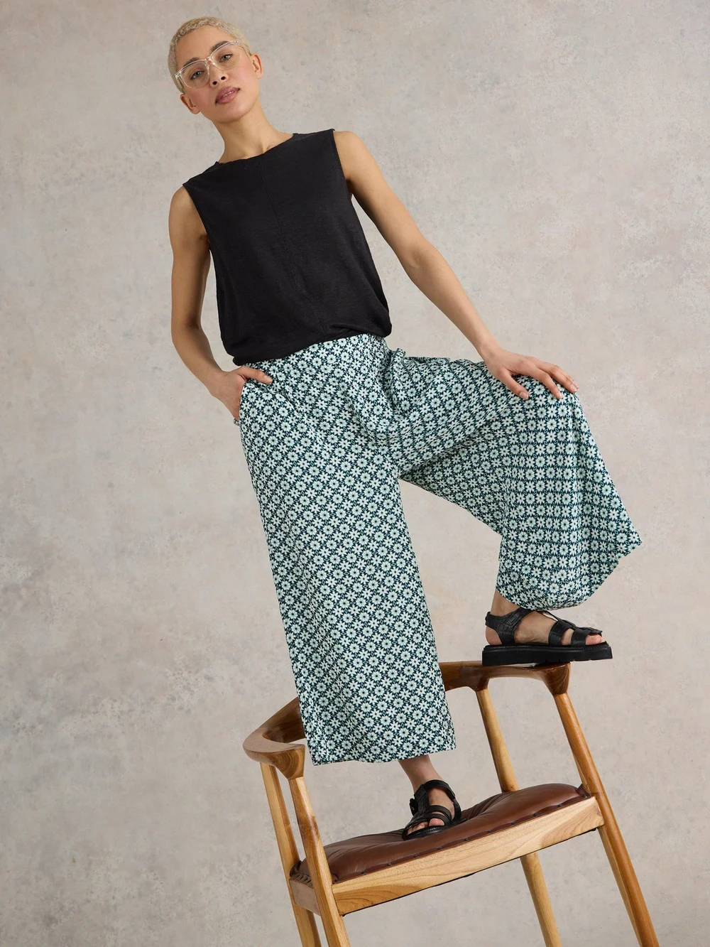 Culotte Lisette mit Knittereffekt - Navy Pr - 52/R Bild 1