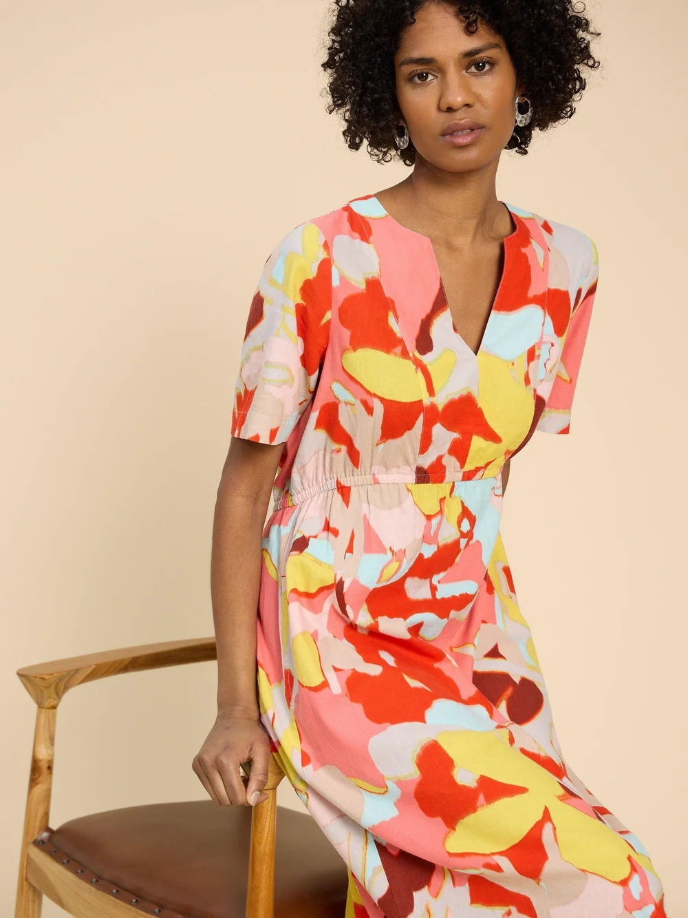 Jamie Kleid aus Leinenmischung - Orange Pr - 52 Bild 1