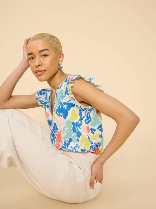 Tessa Rüschenbluse - White Pr - 52 Bild 1