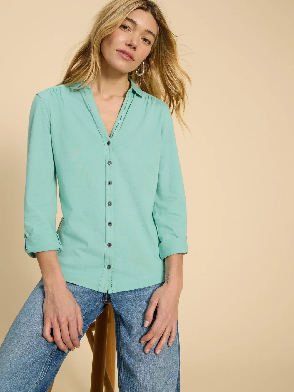 Annie Jerseybluse - Mid Teal - 52 Bild 1