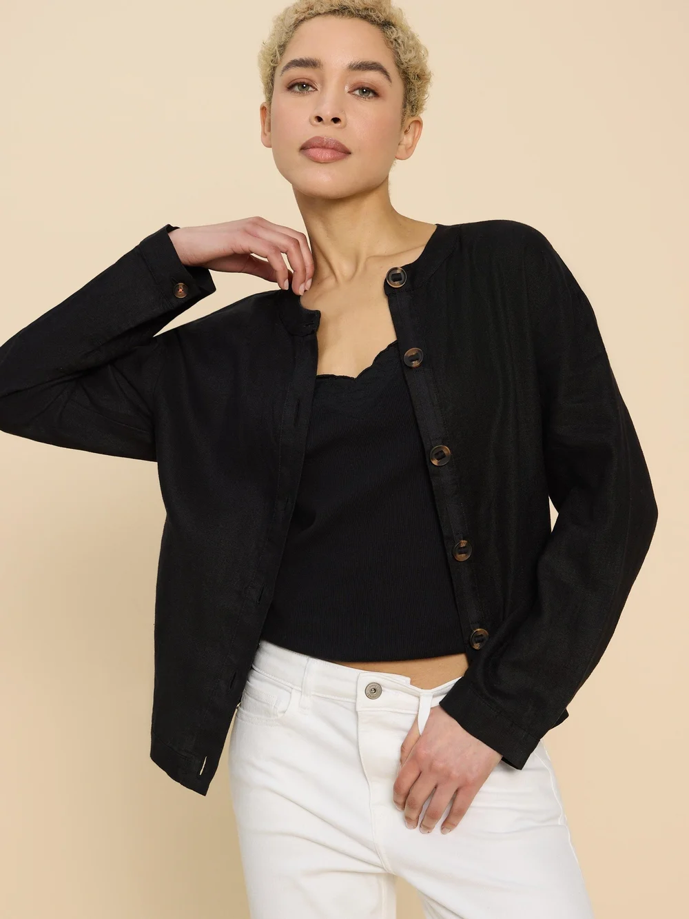 Adele Leinenjacke - Pure Blk - 52 Bild 1