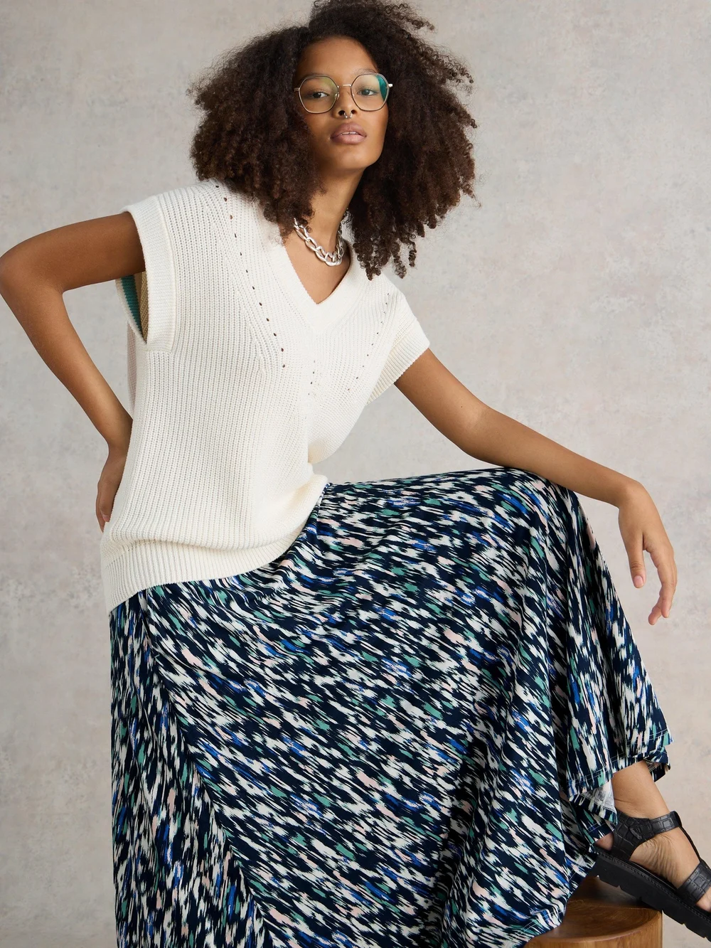 Jada EcoVero Maxirock - Navy Pr - 52/R Bild 1