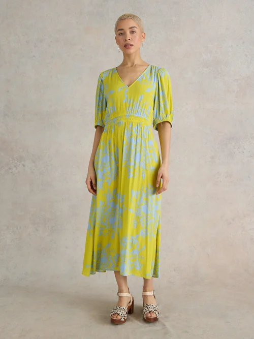 Salma LENZING™ ECOVERO™ Midikleid - Yellow Pr - 52/R Bild 3
