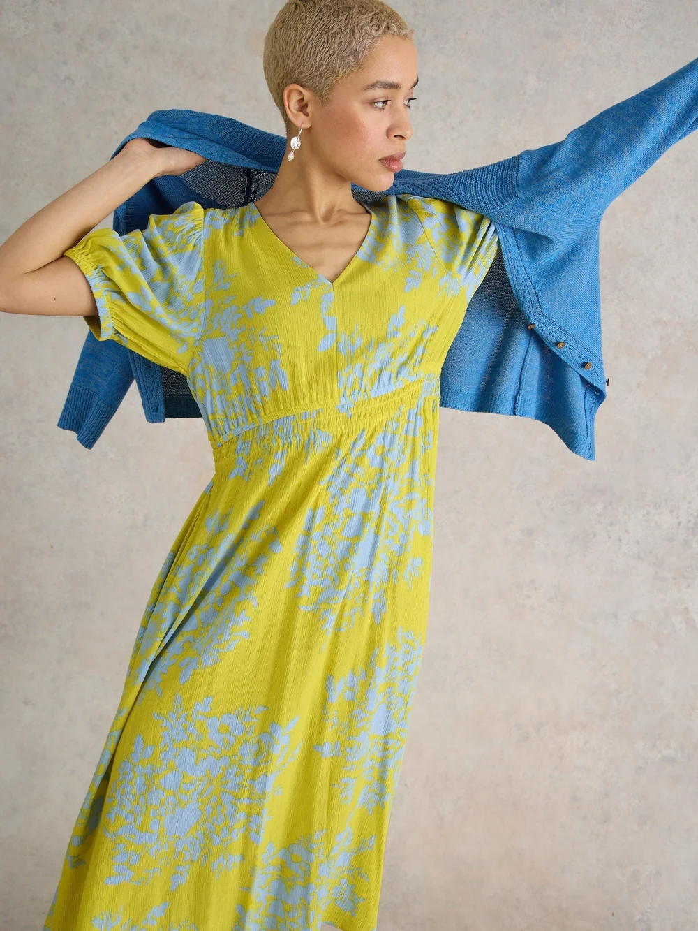Salma LENZING™ ECOVERO™ Midikleid - Yellow Pr - 52/R Bild 1