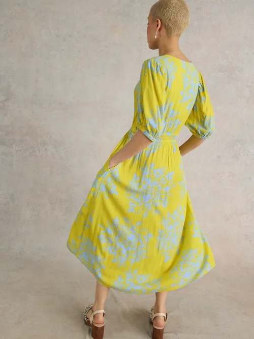 Salma LENZING™ ECOVERO™ Midikleid - Yellow Pr - 52/R Bild 4