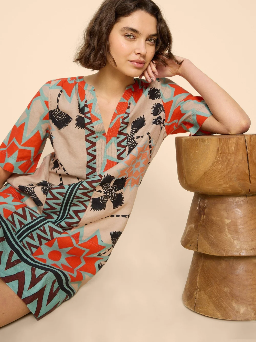 Kleid June aus Leinen - Nat Mlt - 52 Bild 1