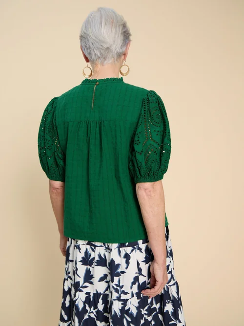 Lexie Baumwollbluse mit Stickereien - Brt Green - 52 Bild 4