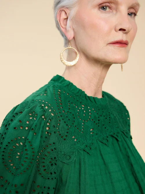 Lexie Baumwollbluse mit Stickereien - Brt Green - 52 Bild 3