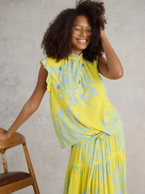 Florence Ärmellose LENZING™ ECOVERO™ Bluse - Yellow Pr - 52 Bild 1