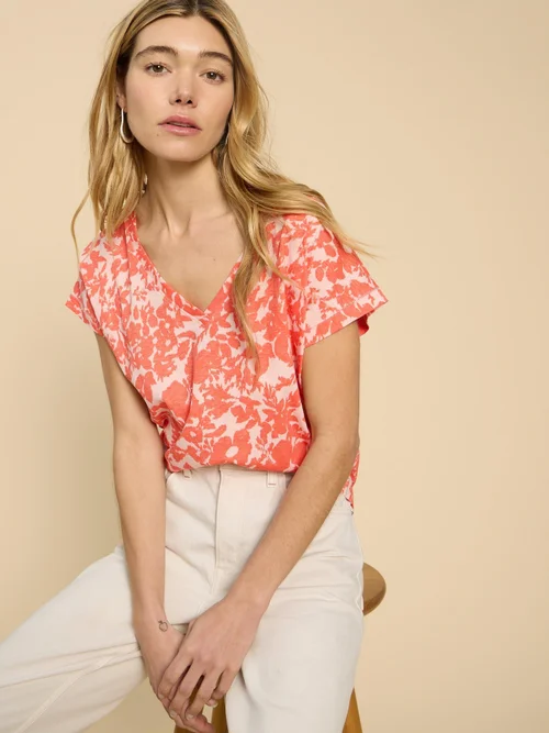 Noah T-Shirt mit V-Ausschnitt - Orange Pr - 52 Bild 1