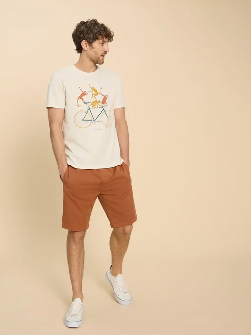 T-Shirt mit Affen auf Fahrrad Motiv - White Pr - XXXL Bild 2