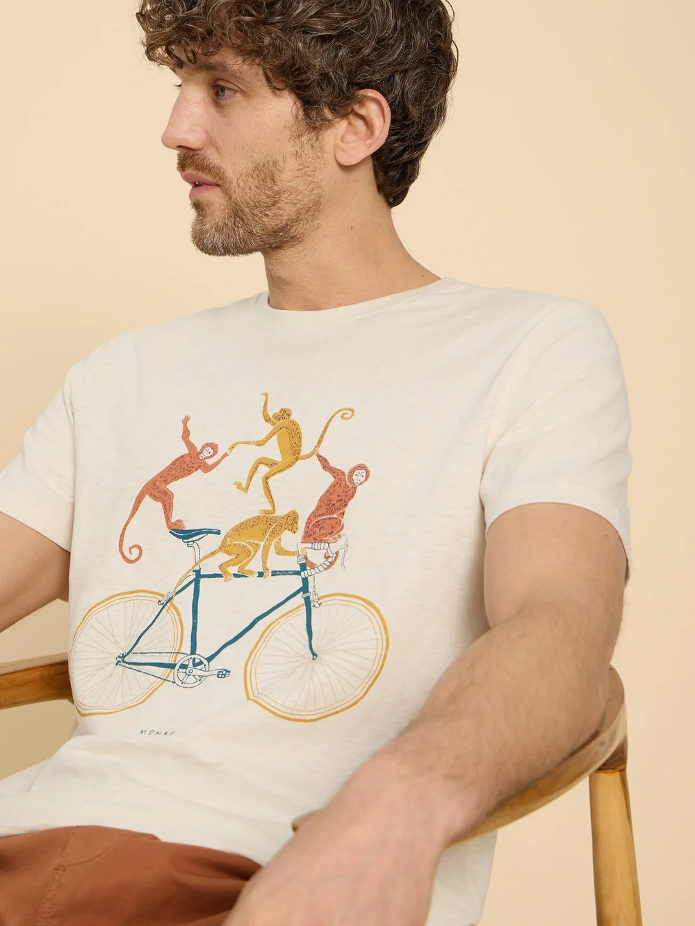 T-Shirt mit Affen auf Fahrrad Motiv - White Pr - XXXL Bild 1
