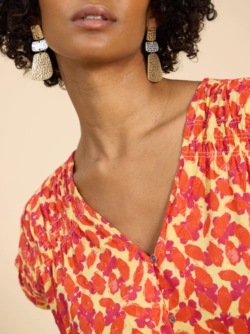 Ärmellose Bluse Rae aus Bio-Baumwolle - Orange Mlt - 52 Bild 3