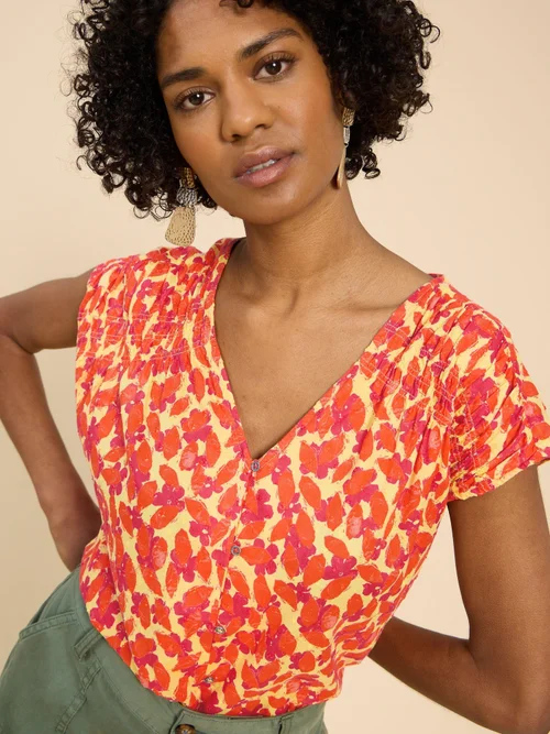 Ärmellose Bluse Rae aus Bio-Baumwolle - Orange Mlt - 52 Bild 1