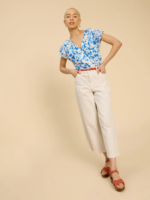 Ärmellose Bluse Rae aus Bio-Baumwolle - Blue Mlt - 52 Bild 3