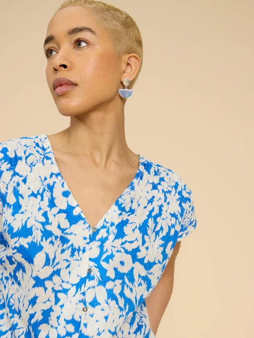Ärmellose Bluse Rae aus Bio-Baumwolle - Blue Mlt - 52 Bild 1