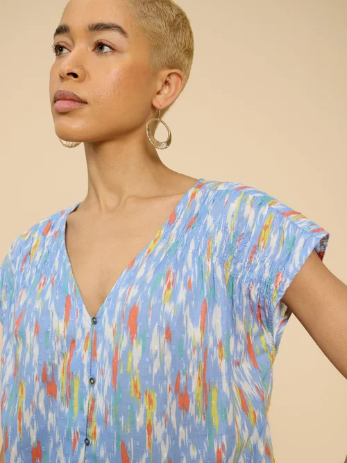 Ärmellose Bluse Rae aus Bio-Baumwolle - Blue Pr - 34 Bild 2