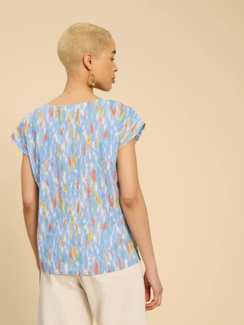 Ärmellose Bluse Rae aus Bio-Baumwolle - Blue Pr - 34 Bild 4