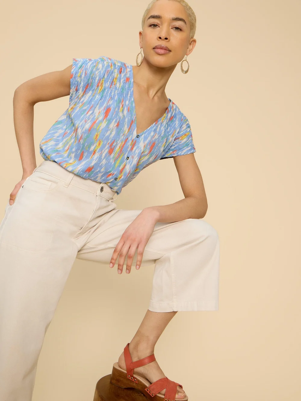 Ärmellose Bluse Rae aus Bio-Baumwolle - Blue Pr - 34 Bild 1