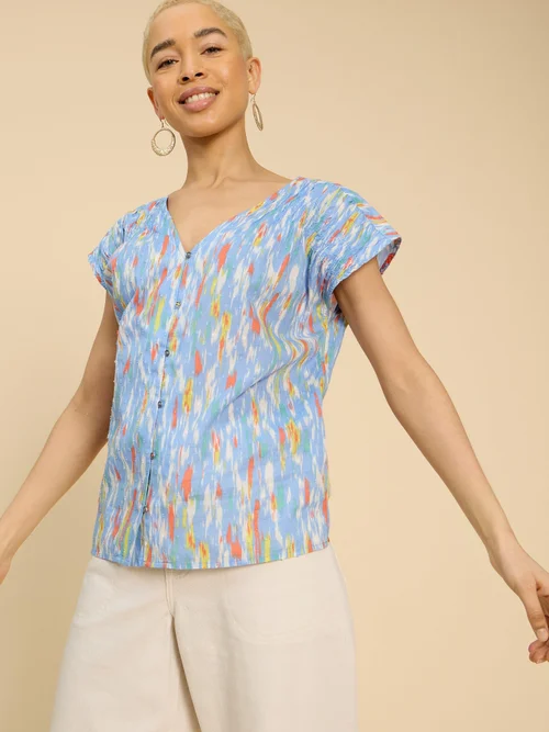 Ärmellose Bluse Rae aus Bio-Baumwolle - Blue Pr - 34 Bild 3