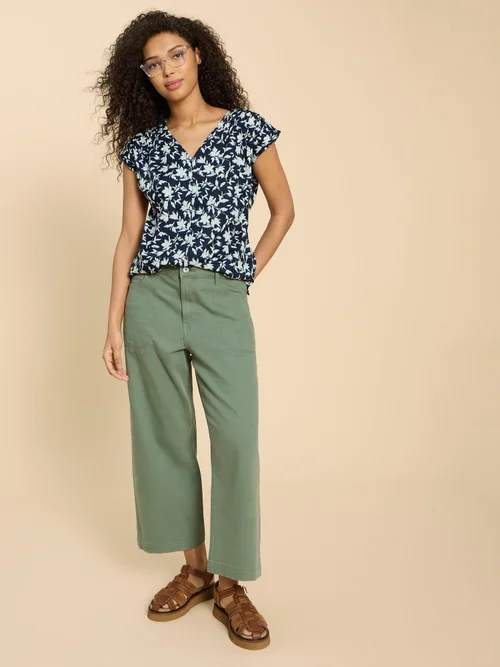Ärmellose Bluse Rae aus Bio-Baumwolle - Navy Pr - 52 Bild 2