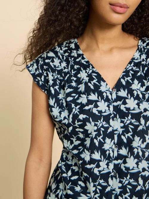 Ärmellose Bluse Rae aus Bio-Baumwolle - Navy Pr - 52 Bild 3
