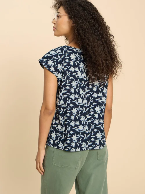 Ärmellose Bluse Rae aus Bio-Baumwolle - Navy Pr - 52 Bild 4