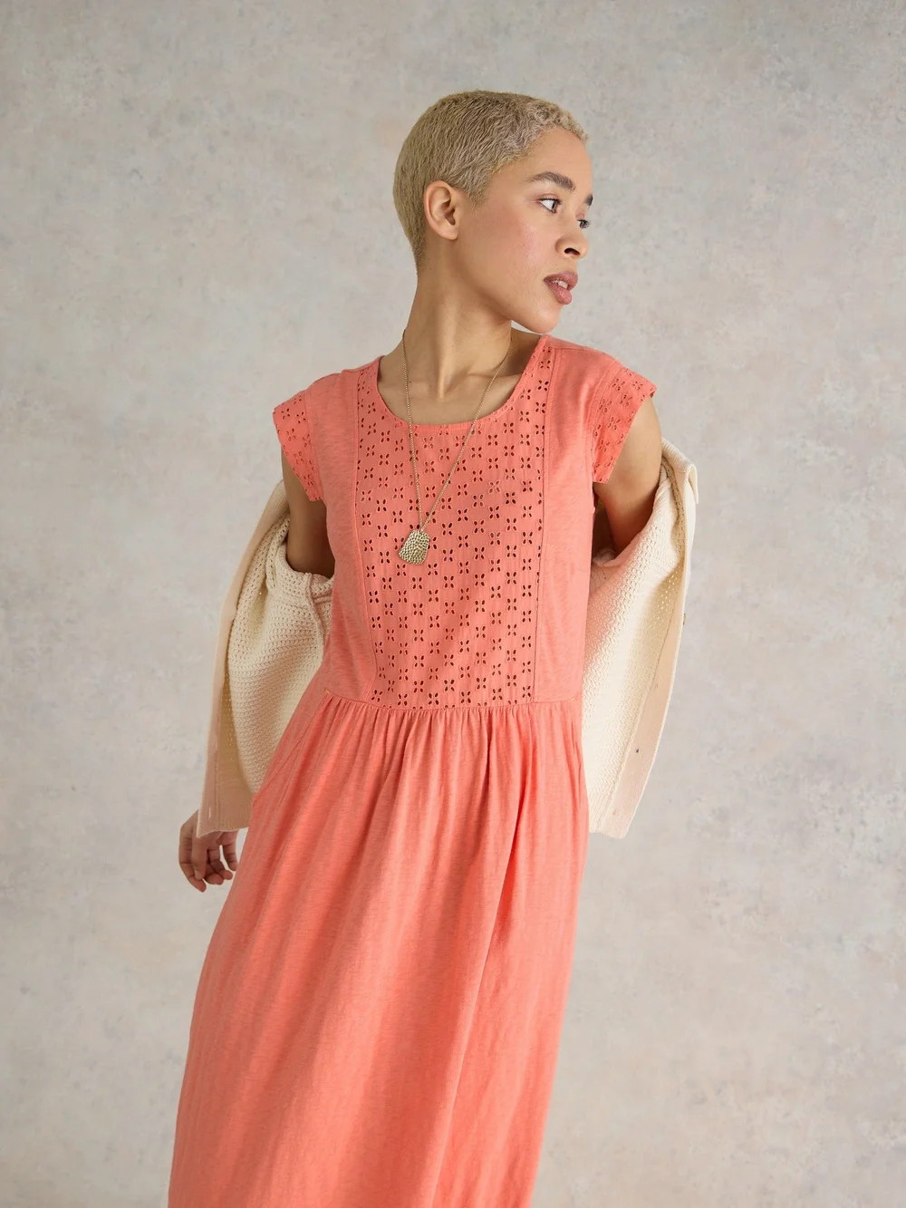 Violet Jerseykleid mit Stickerei - Brt Orange - 52 Bild 1