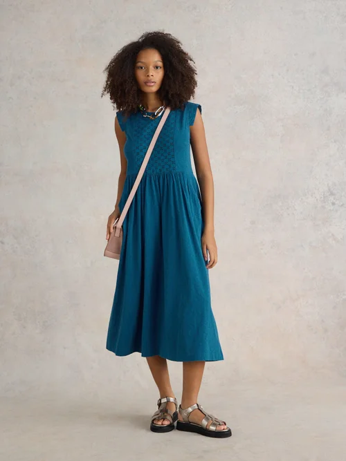 Violet Jerseykleid mit Stickerei - Mid Blue - 52 Bild 2