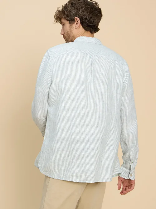 Pembroke Langarmhemd aus Leinen - Blue Mlt - XXXL Bild 4