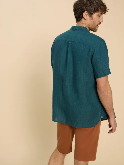 Pembroke Kurzarmhemd aus Leinen - Teal Mlt - XXXL Bild 4