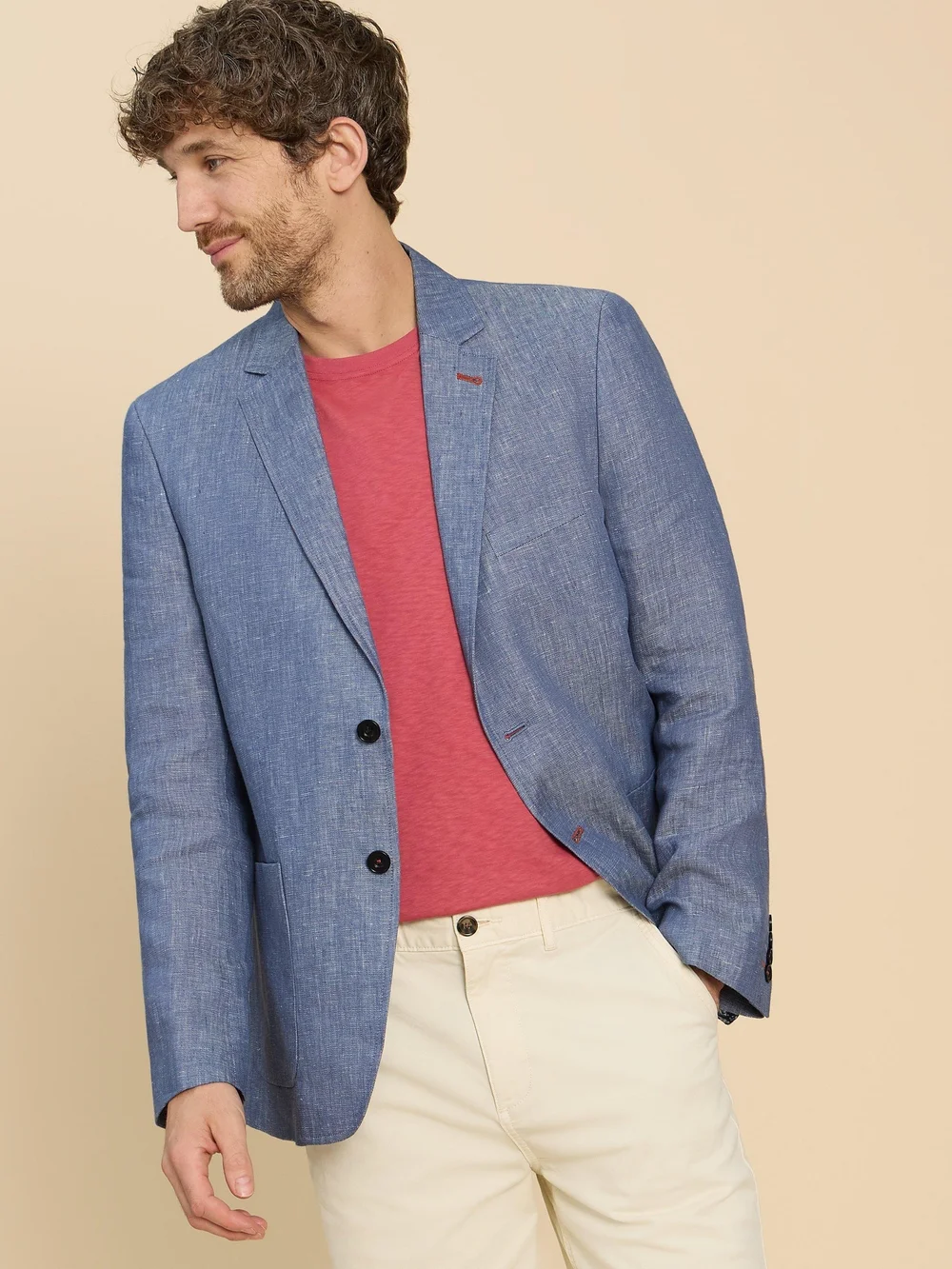 Sakko aus Leinen - Mid Blue - 46 Bild 1