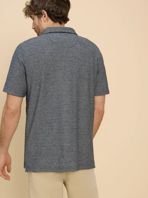 Polohemd aus strukturierter Baumwolle - Navy Multi - XXXL Bild 4
