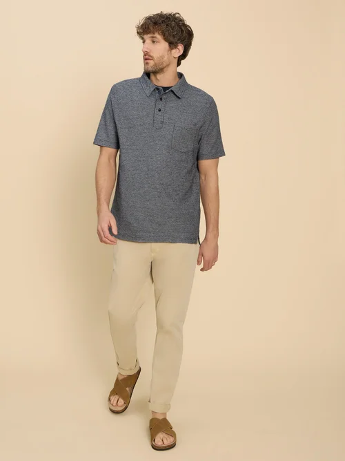 Polohemd aus strukturierter Baumwolle - Navy Multi - XXXL Bild 2