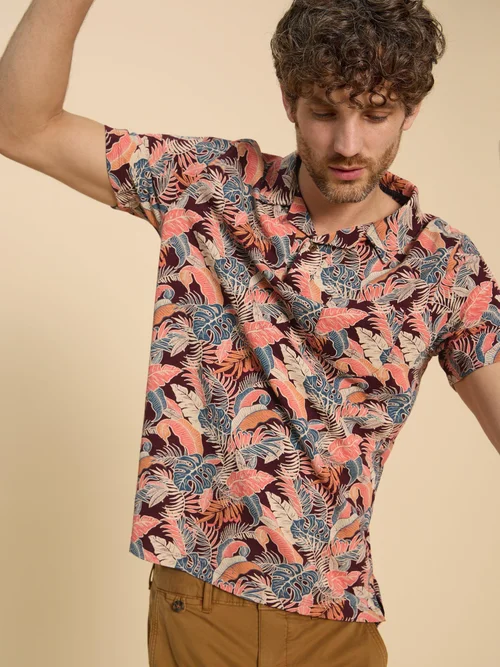 Polohemd mit floralem Print - Plum Pr - XXXL Bild 1
