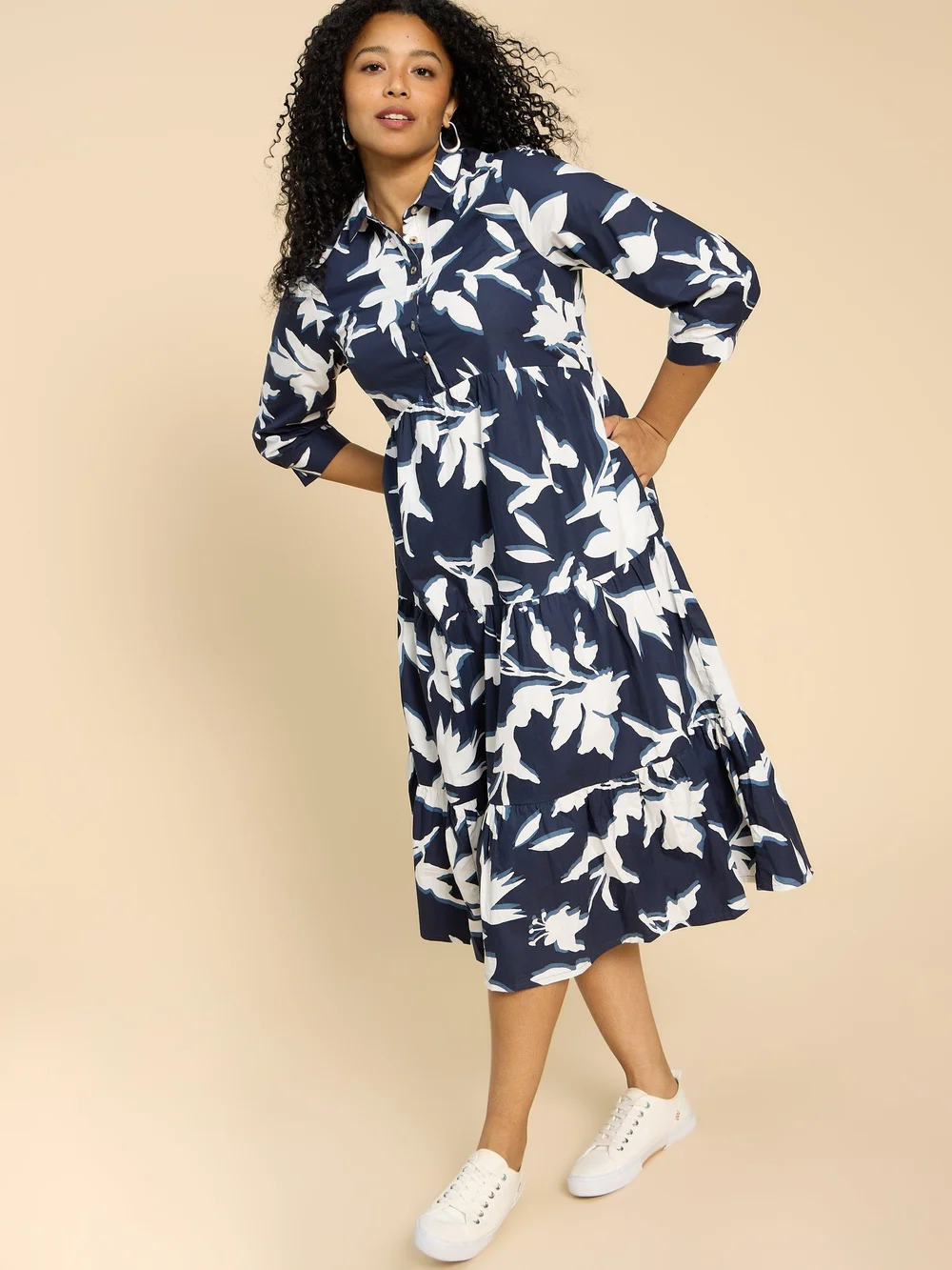 Gestuftes Blusenkleid Mayra  - Navy Pr - 34/R Bild 1