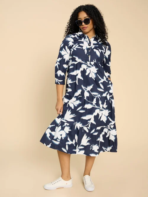 Gestuftes Blusenkleid Mayra - Navy Pr - 34/R Bild 2