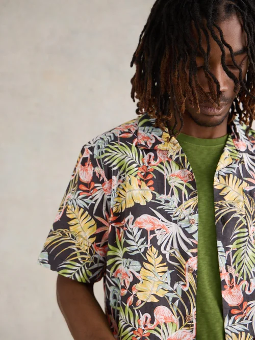 Kurzarmhemd mit Flamingoprint - Blk Pr - XXXL Bild 1