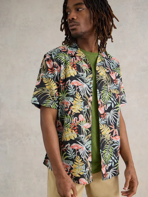 Kurzarmhemd mit Flamingoprint - Blk Pr - XXXL Bild 2