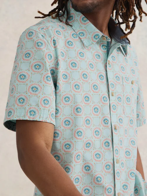 Kurzarmhemd mit Gänseblümchenprint - Blue Pr - XXXL Bild 2