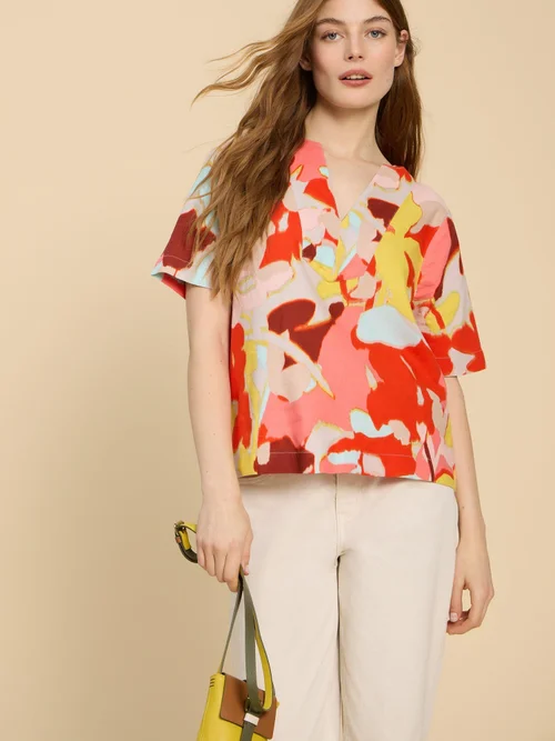 Jamie Bluse aus Leinenmischung - Orange Pr - 52 Bild 3