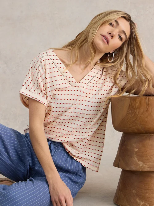 Besticktes Streifen-T-Shirt - Nat Mlt - 52 Bild 1