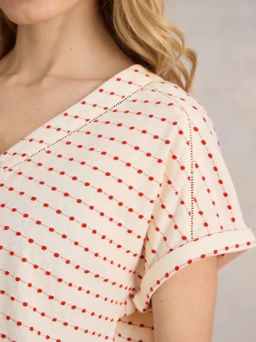 Besticktes Streifen-T-Shirt - Nat Mlt - 52 Bild 3