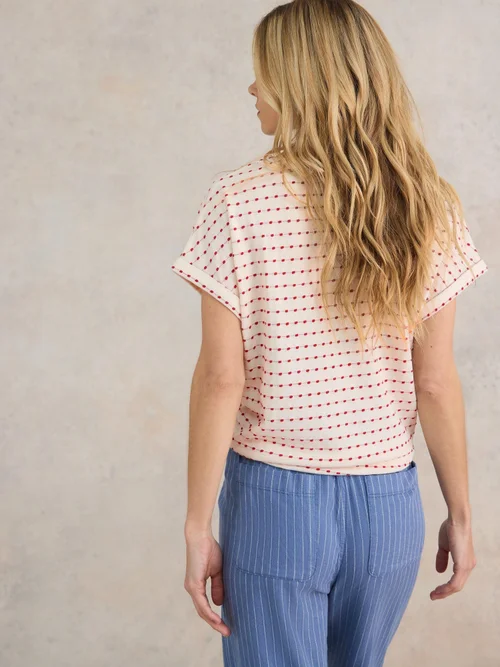 Besticktes Streifen-T-Shirt - Nat Mlt - 52 Bild 4