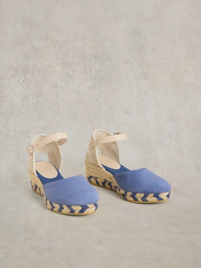 Espadrilles compensées fermées en daim