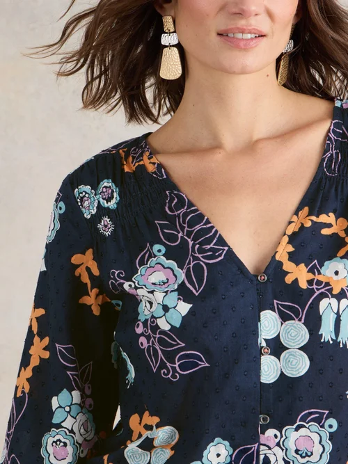 Rae Bluse aus Bio-Baumwolle - Navy Pr - 52 Bild 3