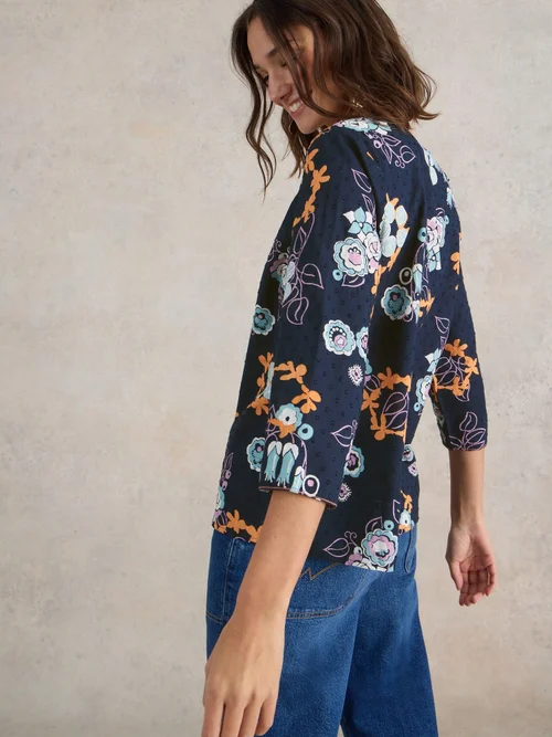 Rae Bluse aus Bio-Baumwolle - Navy Pr - 52 Bild 4