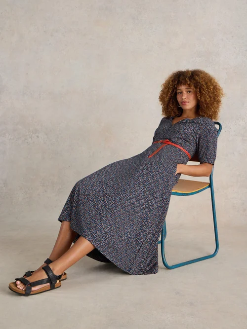 Midikleid Megan aus Jersey - Navy Pr - 52/R Bild 1