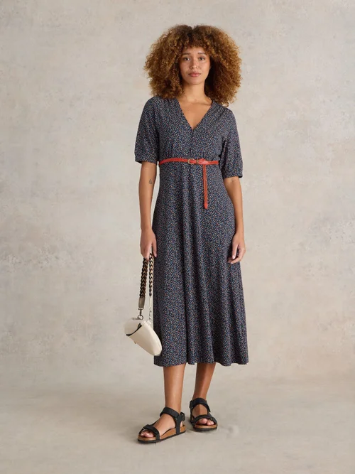 Midikleid Megan aus Jersey - Navy Pr - 52/R Bild 2