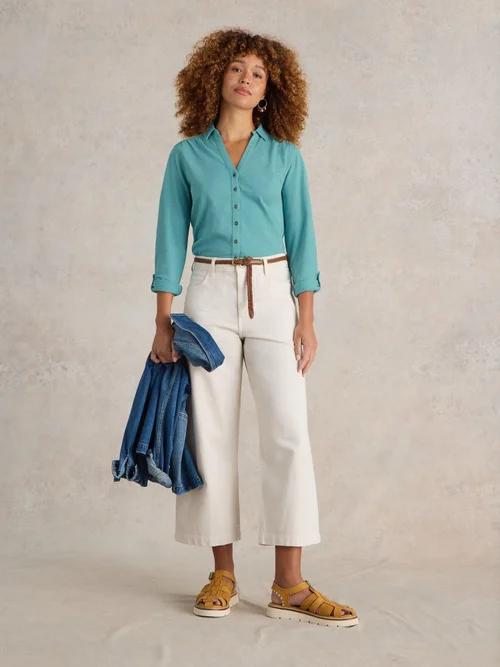 Bluse Annie aus Bio-Baumwolle - Mid Teal - 52 Bild 2